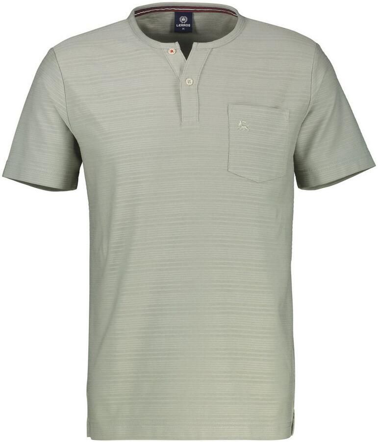 Lerros Shirt met korte mouwen met serafino-kraag en korte knoopsluiting