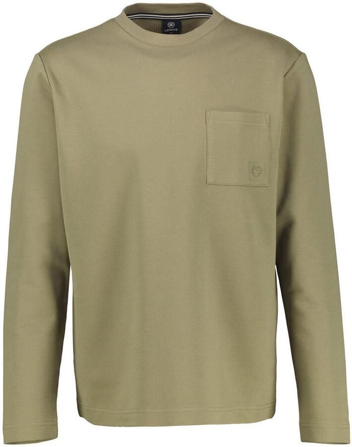 Lerros Shirt met lange mouwen met ronde hals en borstzak
