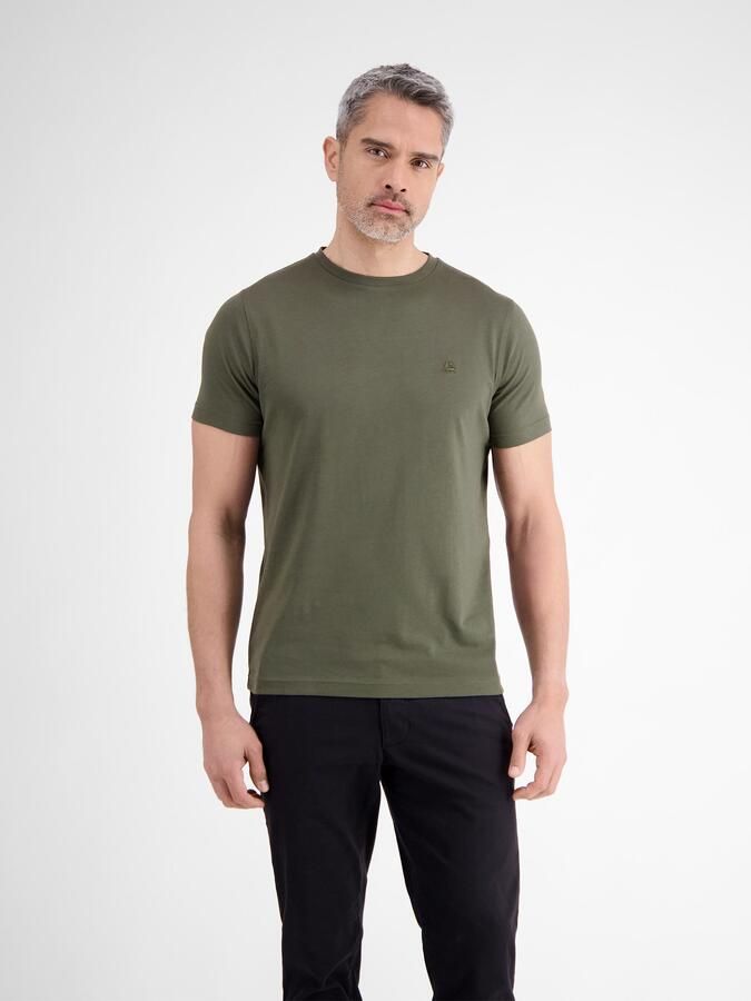 Lerros T-shirt Basic T-shirt met logostitck effen - Foto 6
