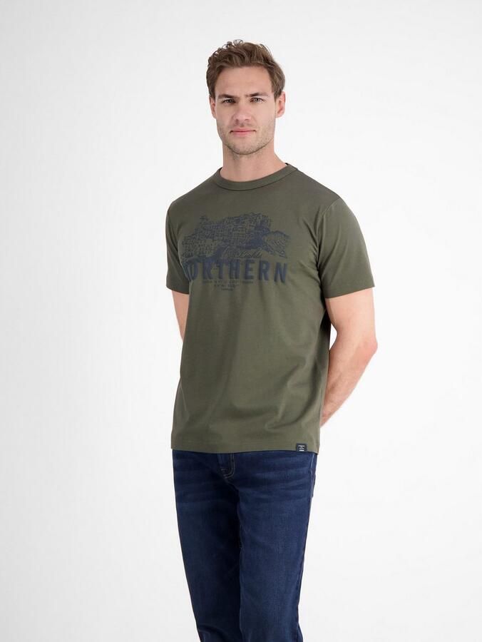 Lerros T-shirt Effen T-shirt met borstprint - Foto 3