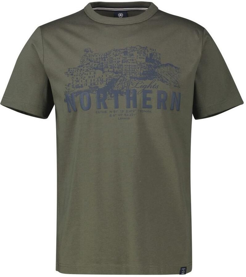 Lerros T-shirt Effen T-shirt met borstprint