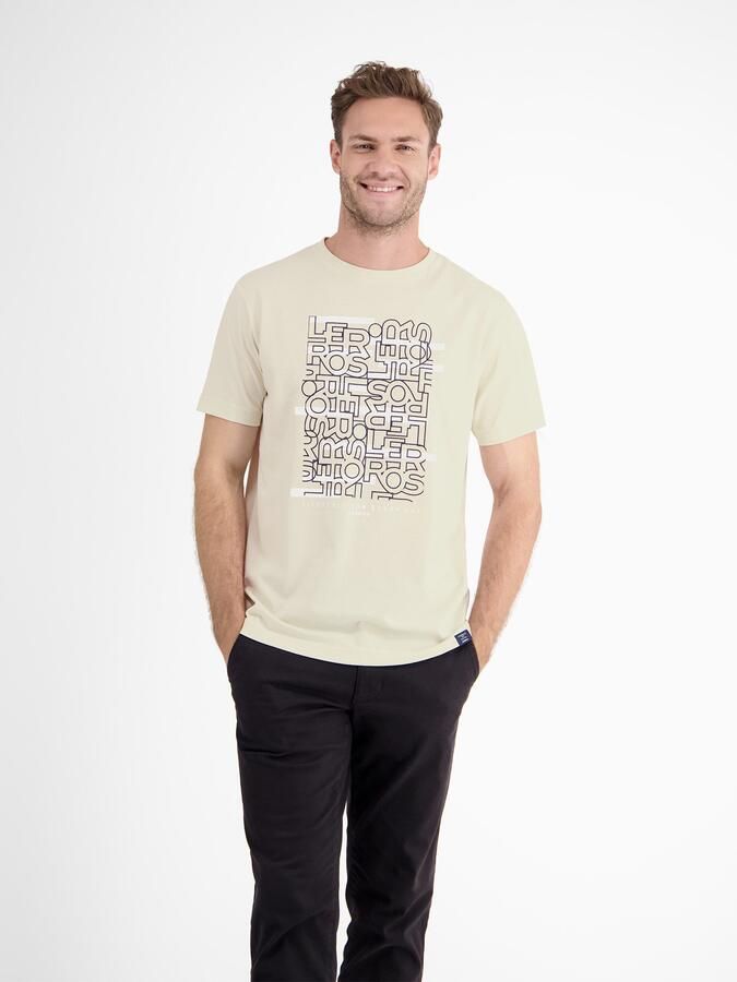 Lerros T-shirt met logo print en ronde hals - Foto 2