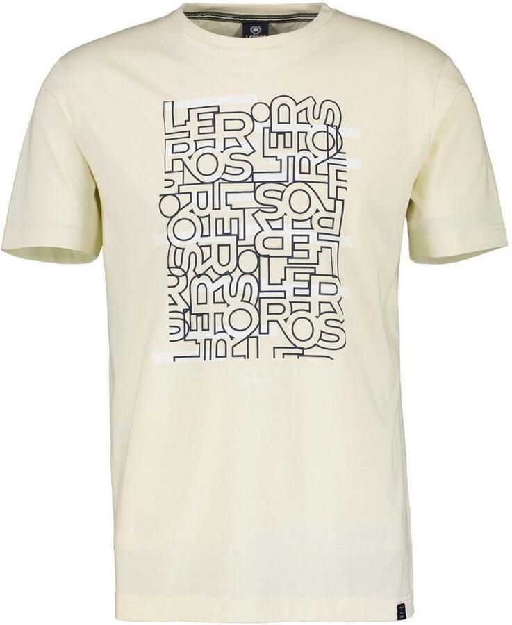 Lerros T-shirt met logo print en ronde hals