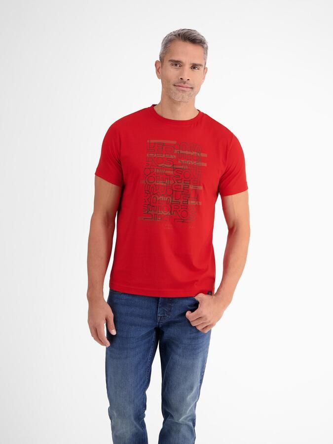 Lerros T-shirt met logo print en ronde hals - Foto 2
