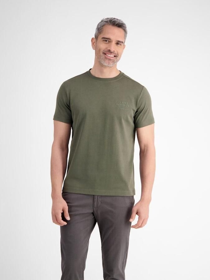 Lerros T-shirt Ronde hals met tonale print - Foto 4