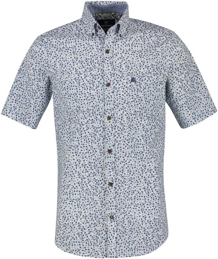LERROS slim fit overhemd met all over print wit blauw