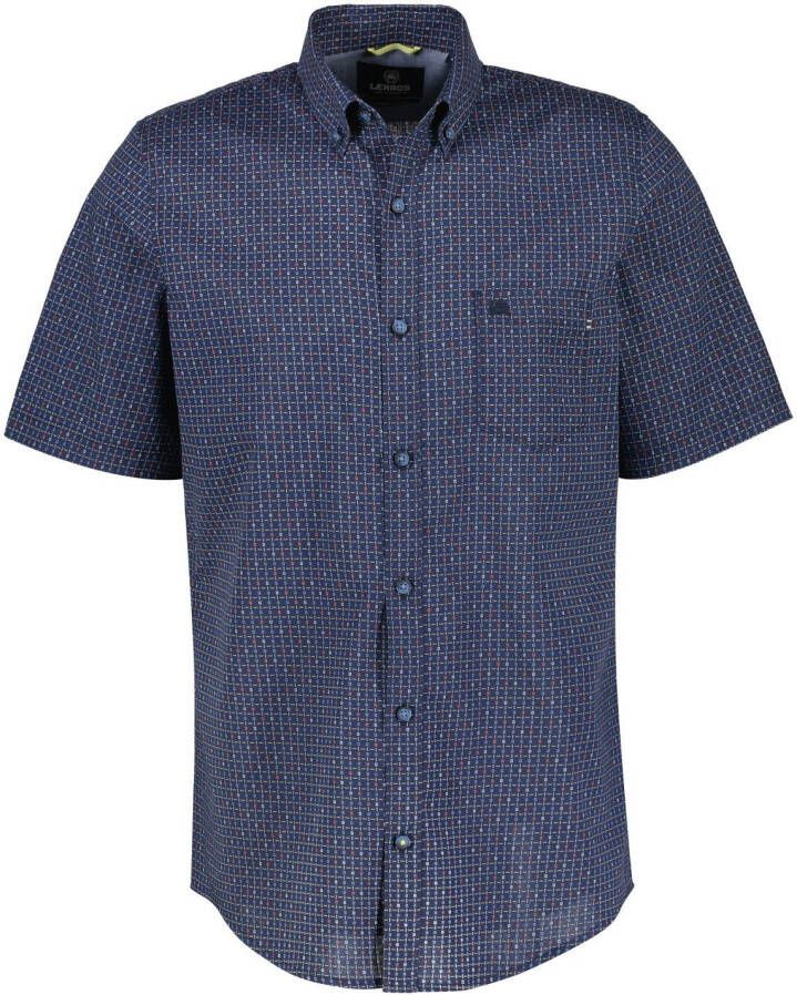 LERROS slim fit overhemd met all over print bold navy