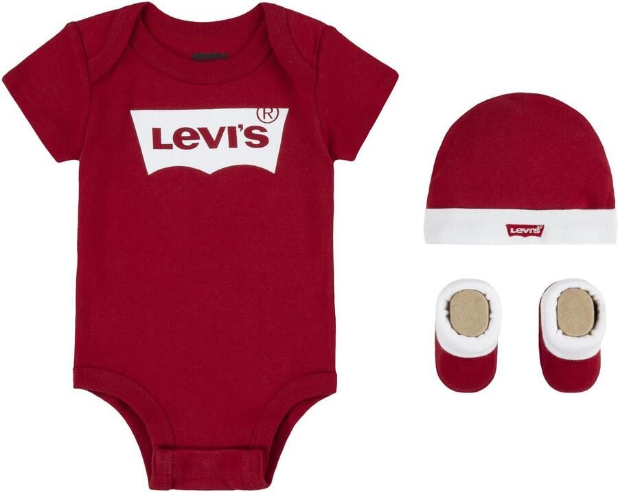 Levis Levi's Kids giftset Classic Batwing met romper rood wit Katoen Ronde hals 6-12 mnd - Foto 2