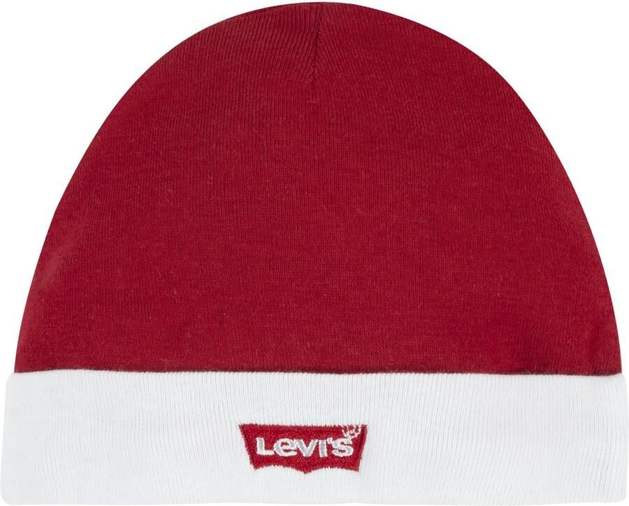 Levis Levi's Kids giftset Classic Batwing met romper rood wit Katoen Ronde hals 6-12 mnd