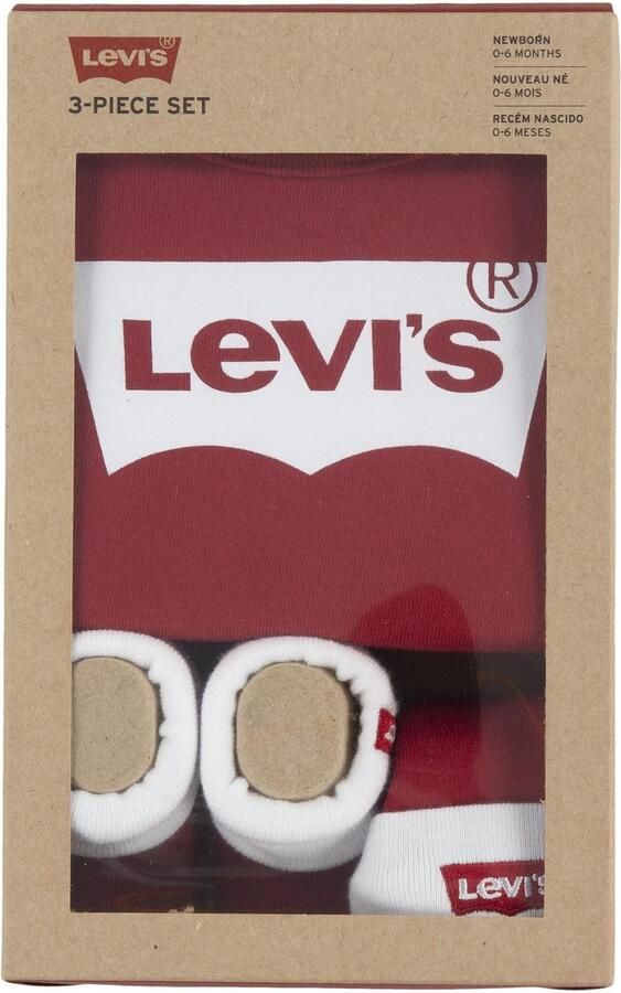 Levis Levi's Kids giftset Classic Batwing met romper rood wit Katoen Ronde hals 6-12 mnd - Foto 5