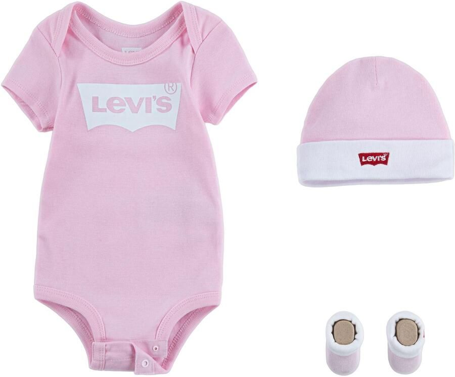 Levis Levi's Kids giftset Classic Batwing met romper roze wit Katoen Ronde hals 6-12 mnd - Foto 2