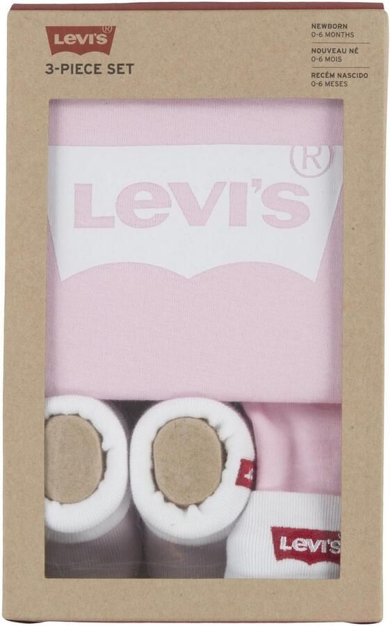 Levis Levi's Kids giftset Classic Batwing met romper roze wit Katoen Ronde hals 6-12 mnd - Foto 6