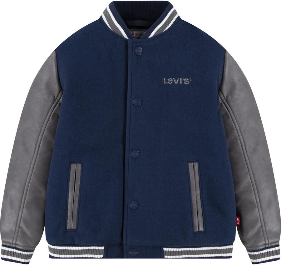 Levis Levi's Kids imitatieleren bomberjack winter donkerblauw antraciet Jas Jongens Imitatieleer Ronde hals 140 - Foto 6