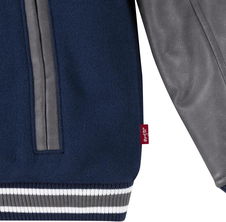 Levis Levi's Kids imitatieleren bomberjack winter donkerblauw antraciet Jas Jongens Imitatieleer Ronde hals 140 - Foto 3