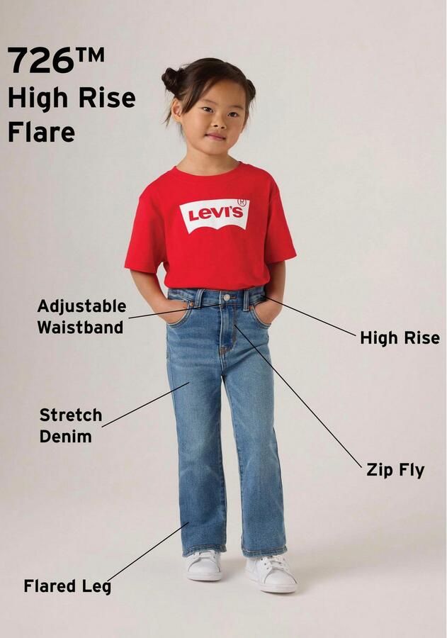 Levis Levi's Kids 726 high waist flared jeans CLEAN GETAWAY Blauw Meisjes Stretchdenim 104 - Foto 10
