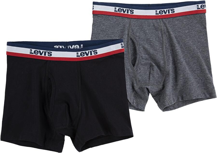 Levis Levi's Kids boxershort Logo set van 2 zwart grijs melange Jongens Stretchkatoen 158-164 - Foto 2