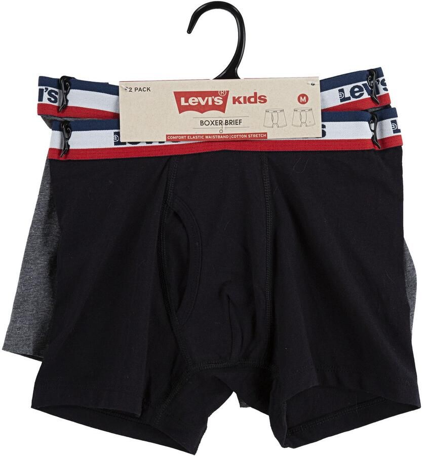 Levis Levi's Kids boxershort Logo set van 2 zwart grijs melange Jongens Stretchkatoen 158-164