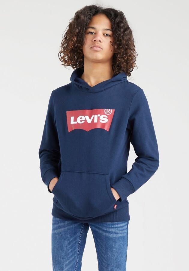 Levis Levi's Kids hoodie Batwing Screenprint met logo donkerblauw Sweater Logo 110 - Foto 8