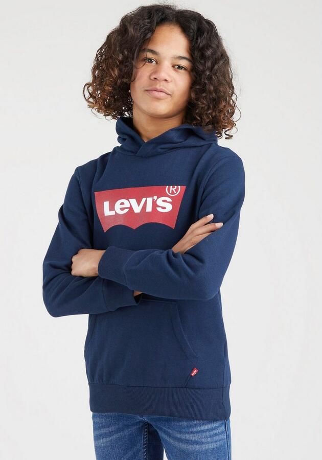 Levis Levi's Kids hoodie Batwing Screenprint met logo donkerblauw Sweater Logo 110 - Foto 7