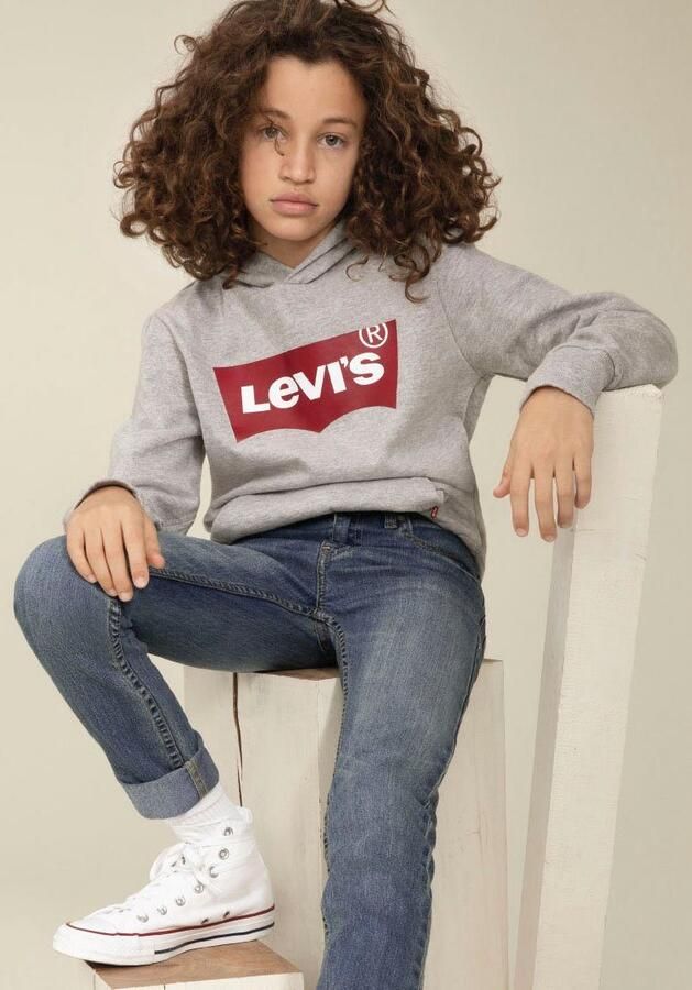 Levis Levi's Kids hoodie Batwing met logo grijs melange Sweater Logo 140 - Foto 18