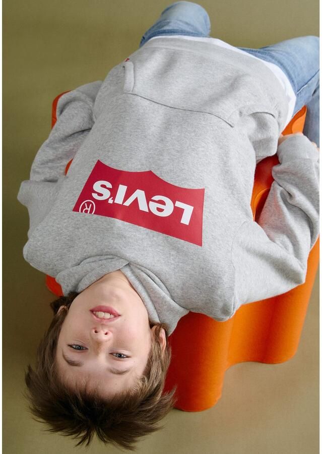 Levis Levi's Kids hoodie Batwing met logo grijs melange Sweater Logo 140 - Foto 10