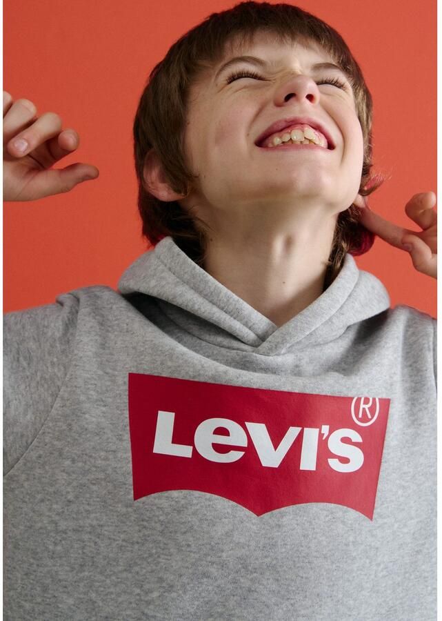 Levis Levi's Kids hoodie Batwing met logo grijs melange Sweater Logo 140 - Foto 9