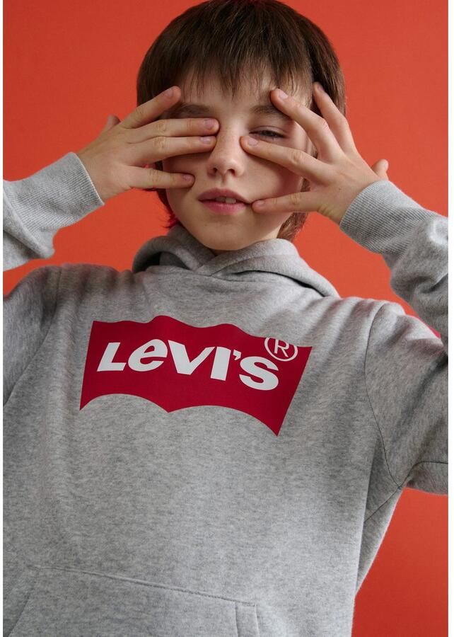 Levis Levi's Kids hoodie Batwing met logo grijs melange Sweater Logo 140 - Foto 8