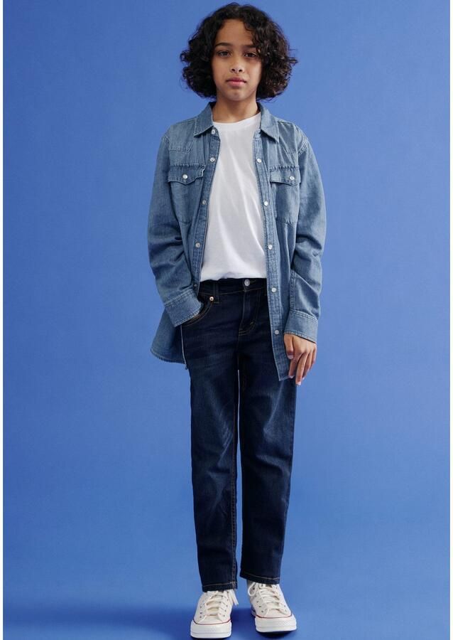 Levis Levi's Kids denim overhemd Barstow western vintage stone Blauw Effen 140 - Foto 6
