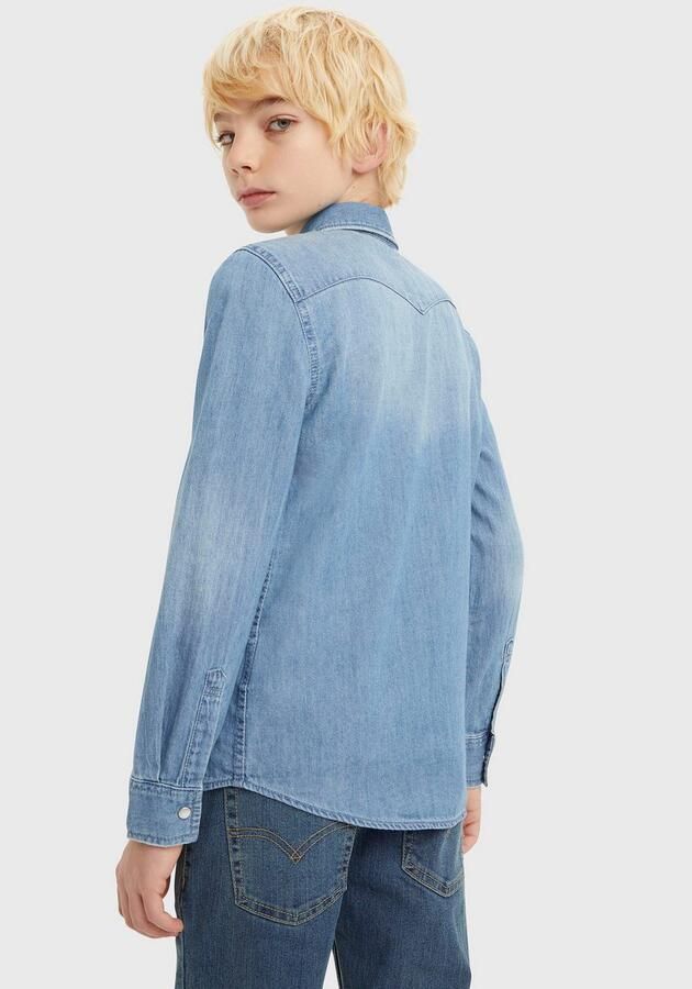 Levis Levi's Kids denim overhemd Barstow western vintage stone Blauw Effen 140 - Foto 8