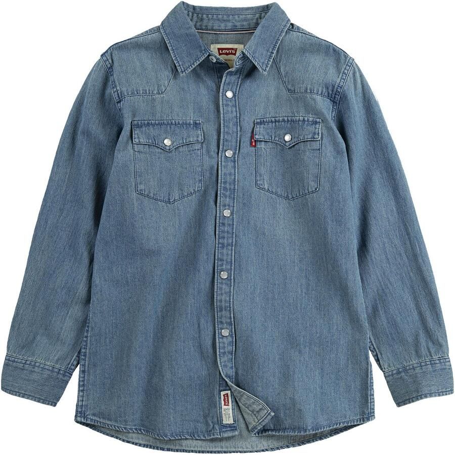 Levis Levi's Kids denim overhemd Barstow western vintage stone Blauw Effen 140 - Foto 2