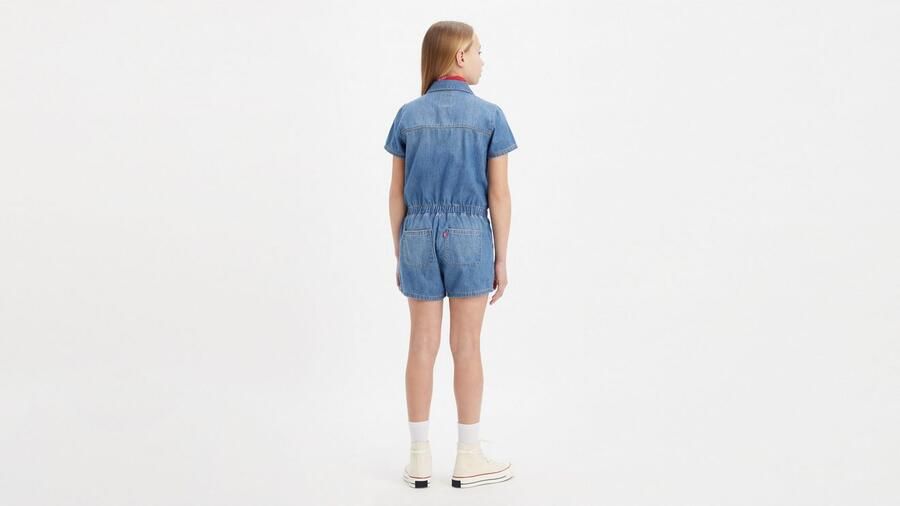 Levis Levi's Kids playsuit blauw Meisjes Denim Klassieke kraag Effen 140 - Foto 6
