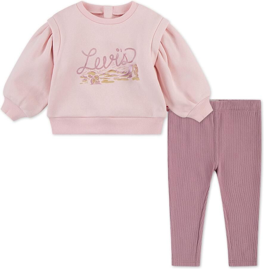 Levi's Kidswear Newborn-cadeauset LVG BLOUSON SLEEVE CREW met woestijnprint voor meisjes (set 2-delig) - Foto 3