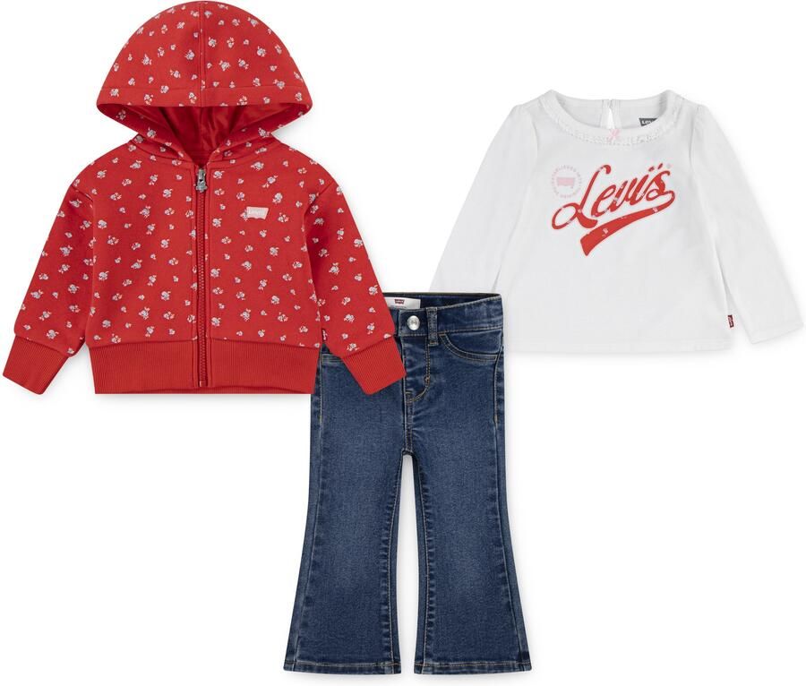 Levi's Kidswear Newborn-cadeauset LVG PC FZ TEE JEANS SET perfect afgestemd voor meisjes (set 3-delig) - Foto 5