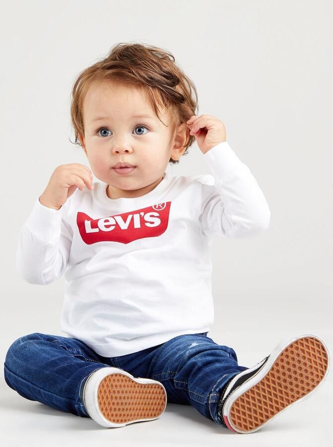 Levis Levi's Kids baby longsleeve Batwing met logo wit Katoen Ronde hals 80-86 18M - Foto 3
