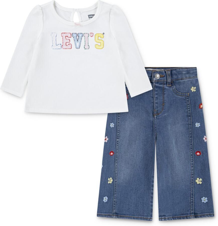 Levi's Kidswear Shirt met lange mouwen en broek LVG CROCHET LEVI'S TOP JEANS met bloemborduursels voor meisjes (set 2-delig) - Foto 6