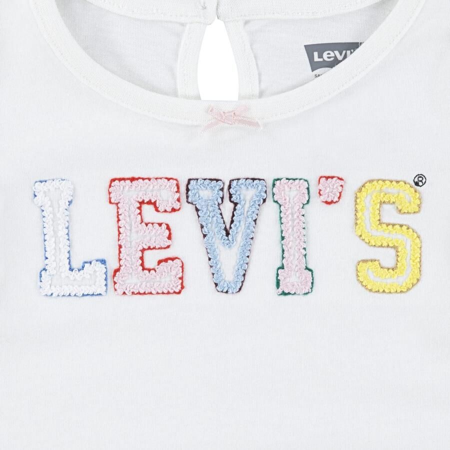 Levi's Kidswear Shirt met lange mouwen en broek LVG CROCHET LEVI'S TOP JEANS met bloemborduursels voor meisjes (set 2-delig)