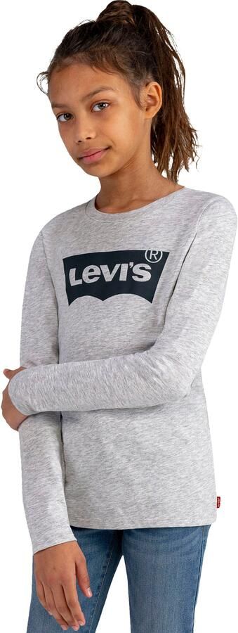 Levis Levi's Kids longsleeve Batwing met logo grijs melange Meisjes Katoen Ronde hals 140 - Foto 6