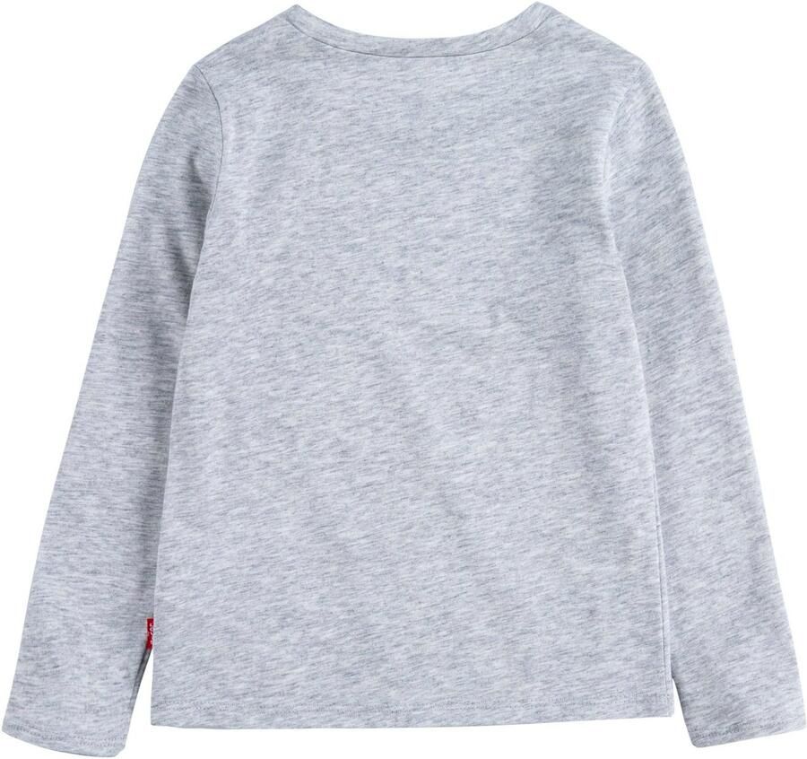 Levis Levi's Kids longsleeve Batwing met logo grijs melange Meisjes Katoen Ronde hals 140