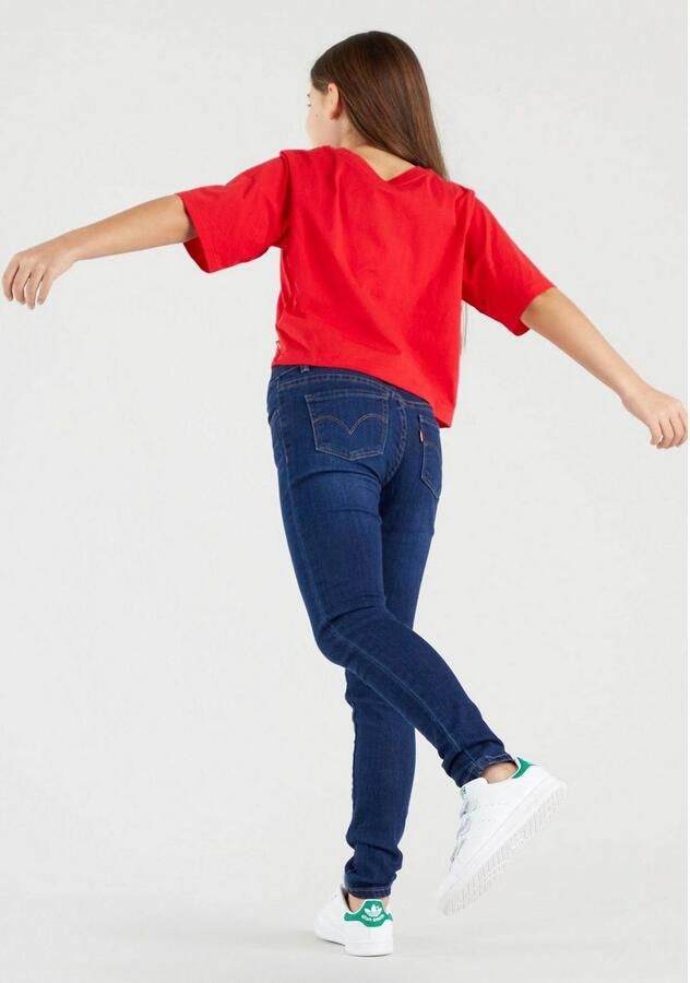 Levis Levi's Kids 710 super skinny jeans complex Blauw Meisjes Stretchdenim Effen 140 - Foto 3