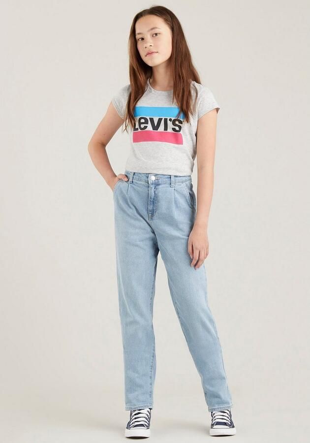 Levis Levi's Kids T-shirt met logo grijs melange roze blauw Meisjes Jersey Ronde hals 158-164 - Foto 4