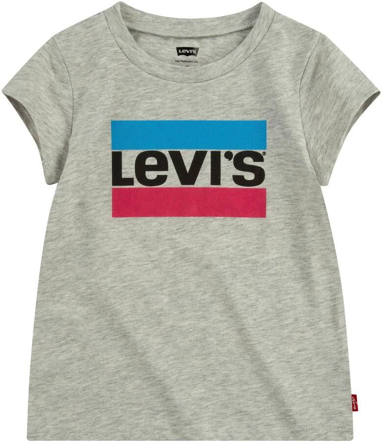 Levis Levi's Kids T-shirt met logo grijs melange roze blauw Meisjes Jersey Ronde hals 158-164