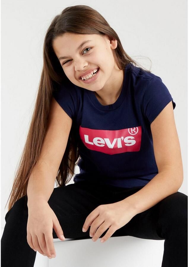 Levis Levi's Kids T-shirt BATWING met logo donkerblauw roze Meisjes Katoen Ronde hals 140 - Foto 3