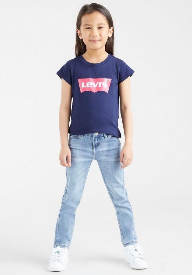 Levis Levi's Kids T-shirt BATWING met logo donkerblauw roze Meisjes Katoen Ronde hals 140 - Foto 4