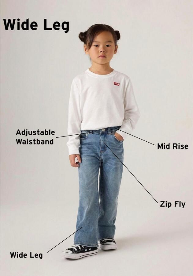 Levis Levi's Kids wide leg jeans DIG IT Blauw Meisjes Stretchdenim Effen 140 - Foto 7