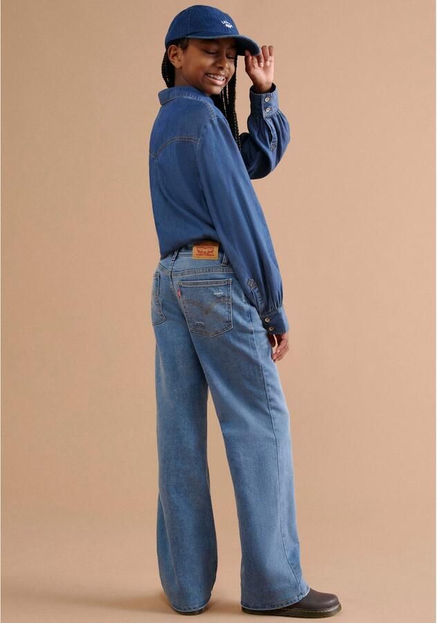 Levis Levi's Kids wide leg jeans DIG IT Blauw Meisjes Stretchdenim Effen 140 - Foto 6