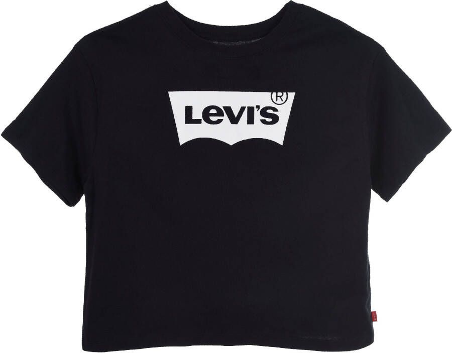 Levis Levi's T-shirt met logo zwart Meisjes Katoen Ronde hals Logo 158