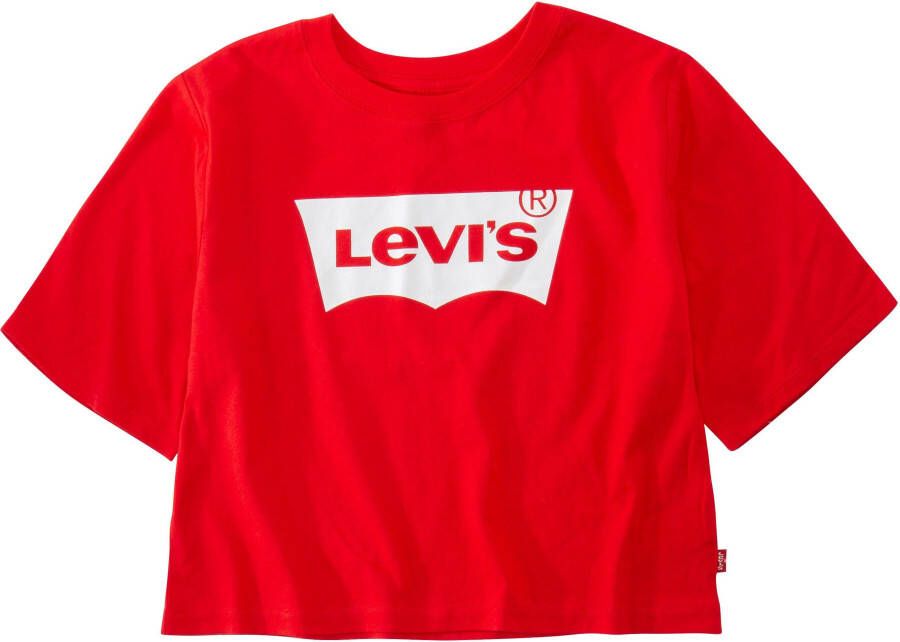 Levis Levi's Kids T-shirt LIGHT BRIGHT MEET & GREET met logo rood wit Meisjes Katoen Ronde hals 140