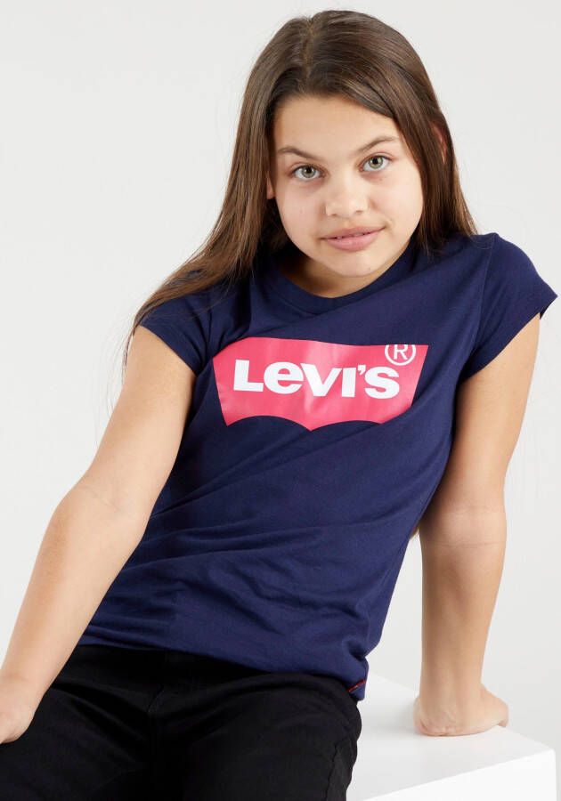 Levis Levi's Kids T-shirt BATWING met logo donkerblauw roze Meisjes Katoen Ronde hals 158
