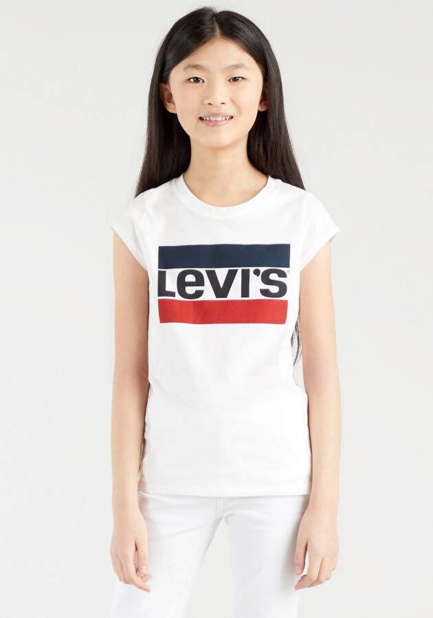 Levis Levi's Kids T-shirt SPORTSWEAR met logo wit rood blauw Meisjes Katoen Ronde hals 110