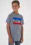 Levis Levi's Kids T-shirt met logo grijs rood blauw Jongens Katoen Ronde hals 104 - Thumbnail 2